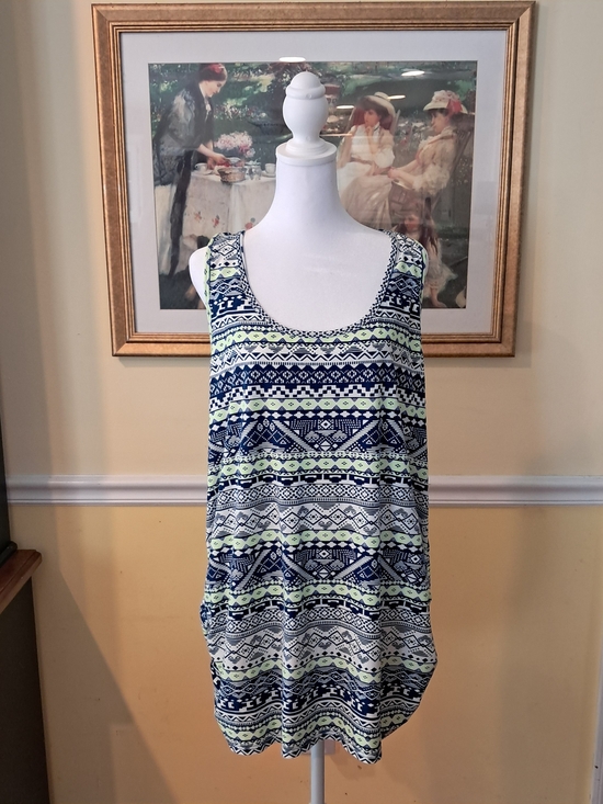 Derek Heart Tops - derek heart Sleeveless Navy & Lime Geometric Tank Top - Women Size 3X